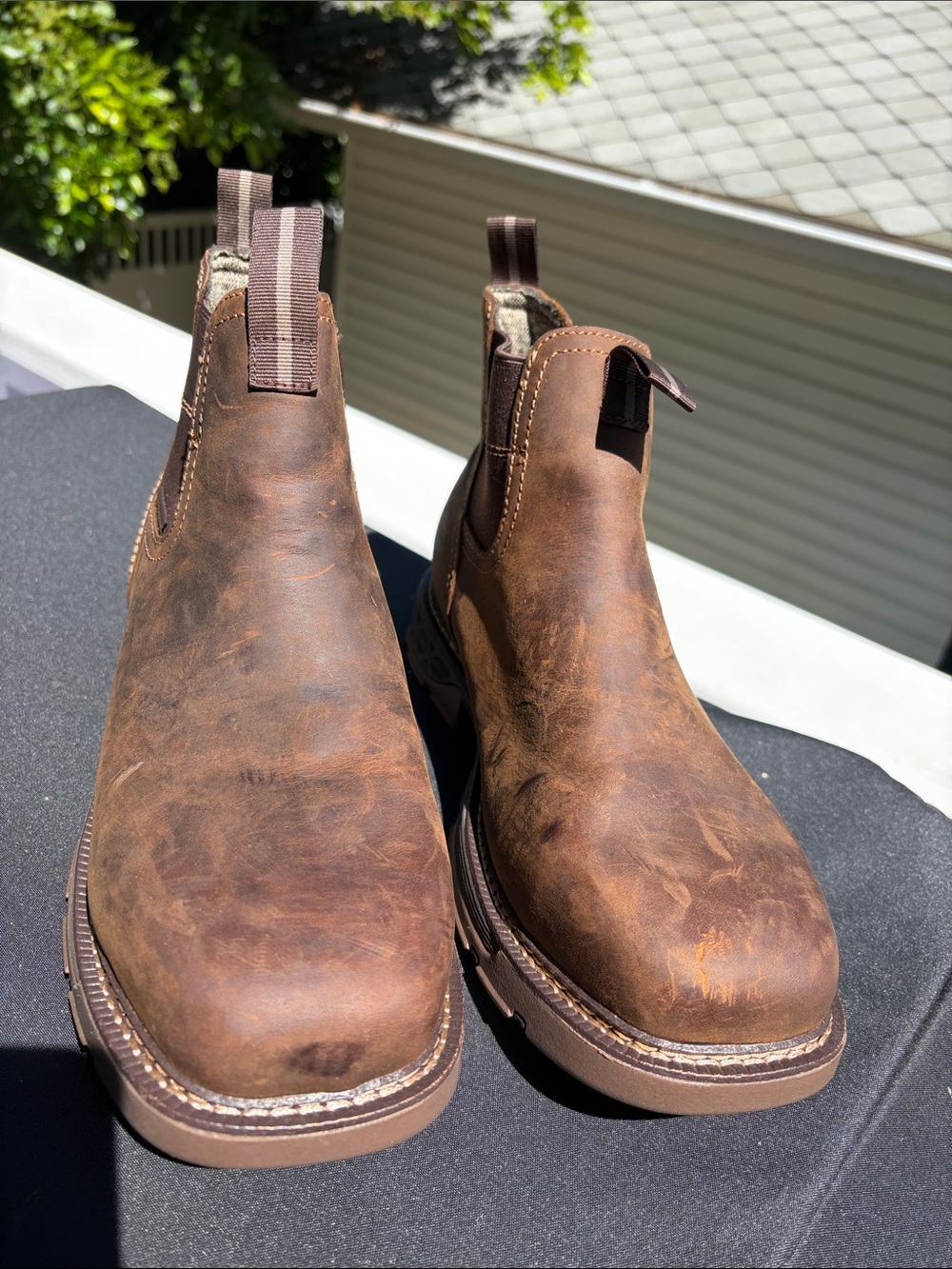 Georgia Boot Brown Leather Chelsea Work Boots